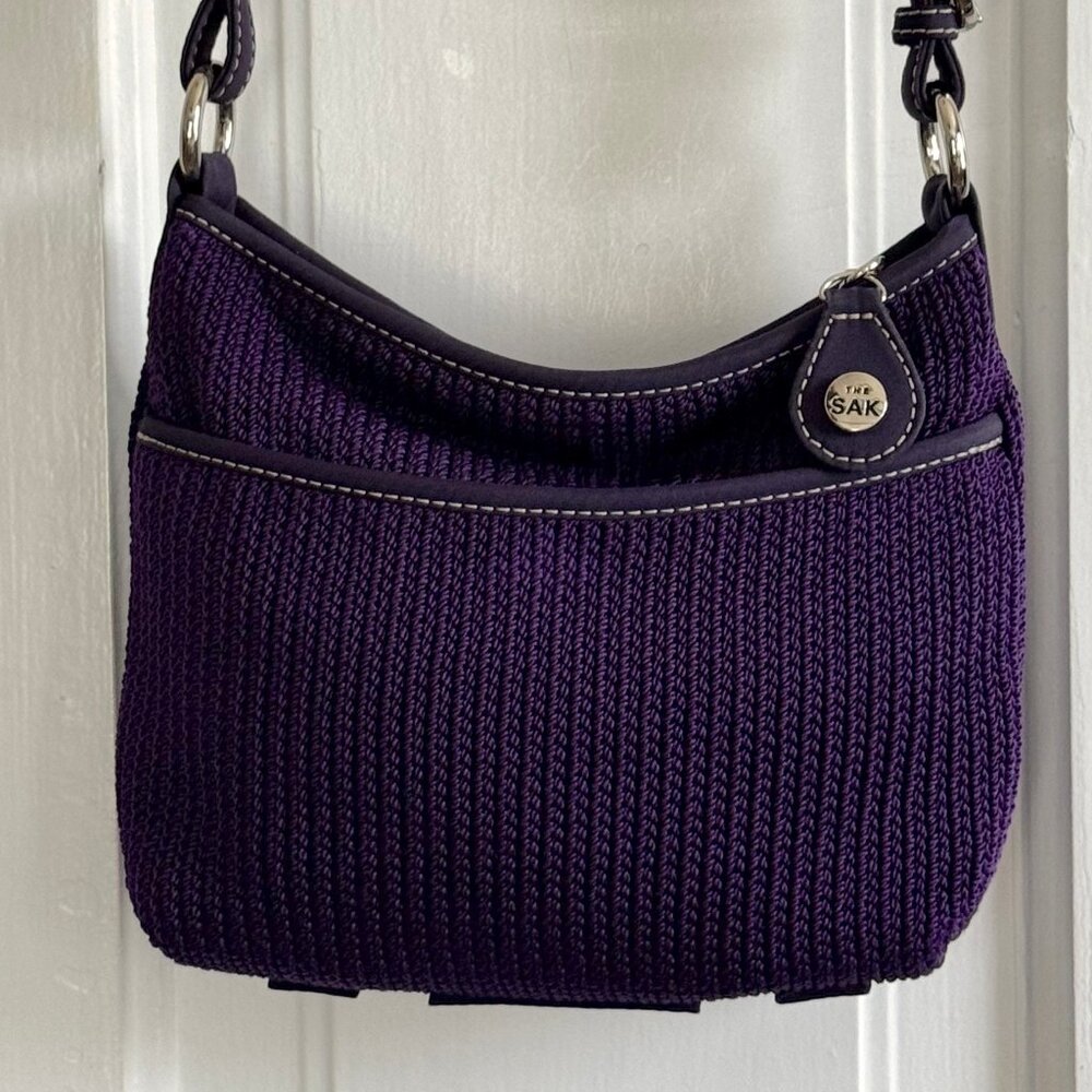 The Sak Dark Purple Crochet Knit Crossbody Purse
